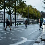 Boulevard de l'esplanade à Grenoble : parc de 3 hectares et tram E