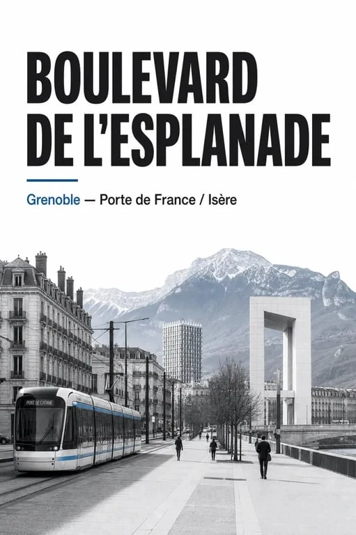 Boulevard de l’Esplanade à Grenoble, vue urbaine près de la Porte de France et de l’Isère