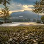 Grenoble esplanade à Grenoble : parc 3 hectares, boulevard apaisé et Bastille au fond