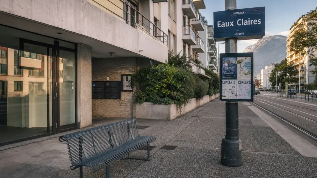 quartier des eaux claires à Grenoble, rue résidentielle calme