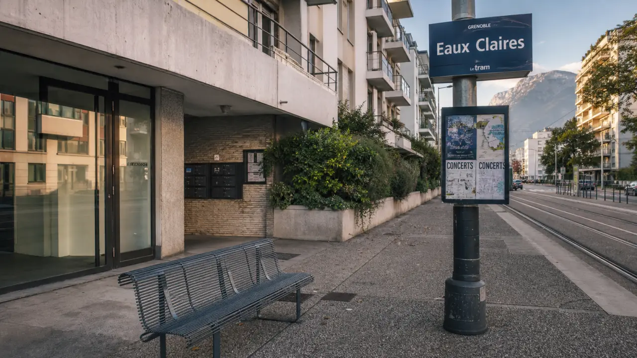 quartier des eaux claires à Grenoble, rue résidentielle calme