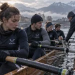 Aviron Grenoble : équipage en initiation sur le quai à Grenoble