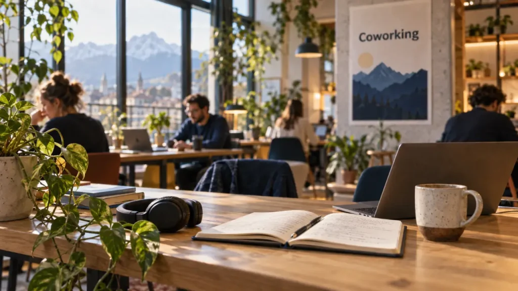 coworking grenoble : intérieur lumineux, poste de travail