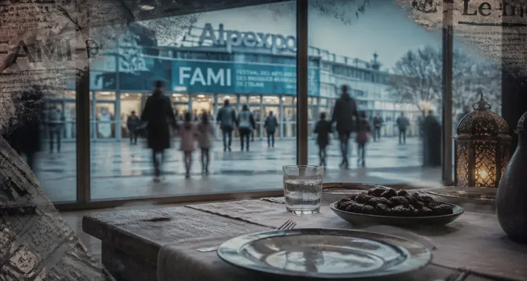 Ramadan 2025 Grenoble à Alpexpo : table de dattes et entrée au petit matin