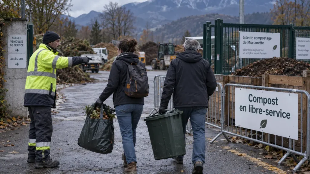 Centre de compostage de la métropole grenobloise à Murianette : compost en libre-service