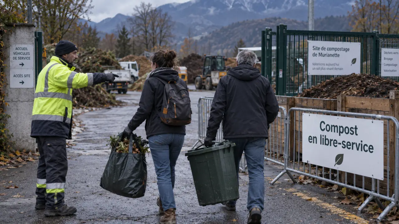 Centre de compostage de la métropole grenobloise à Murianette : compost en libre-service