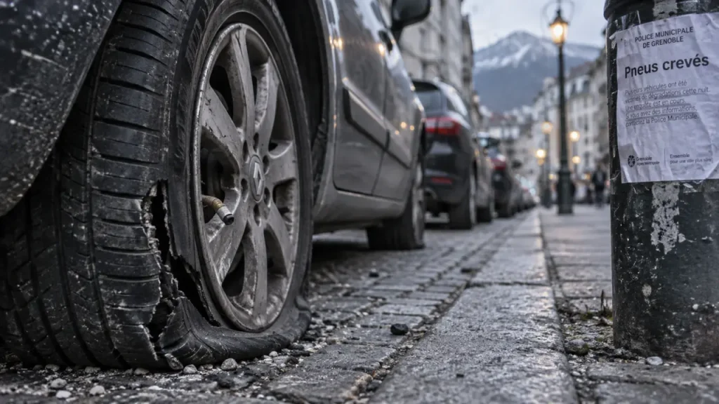 Grenoble : les pneus d’une centaine de voitures crevés vers Saint-Bruno